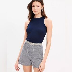 LOFT Palmer Shorts  seersucker navy and white striped shorts